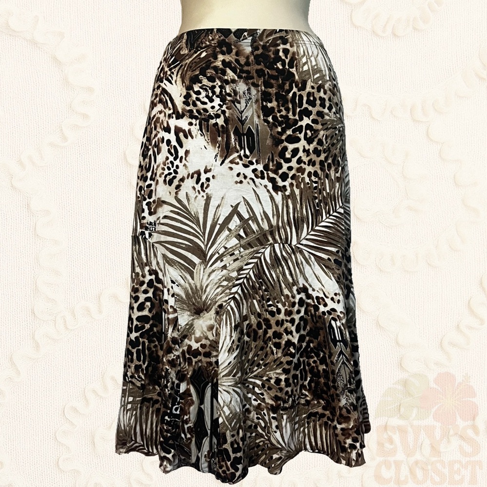 ‘Conrad C Collection’ Floral Animal Print Midi Skirt Womens S